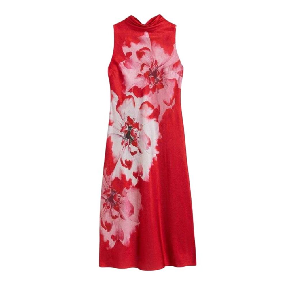 Ted Baker Womens/Ladies Aliara Floral Cowl Neck Midi Dress / Red